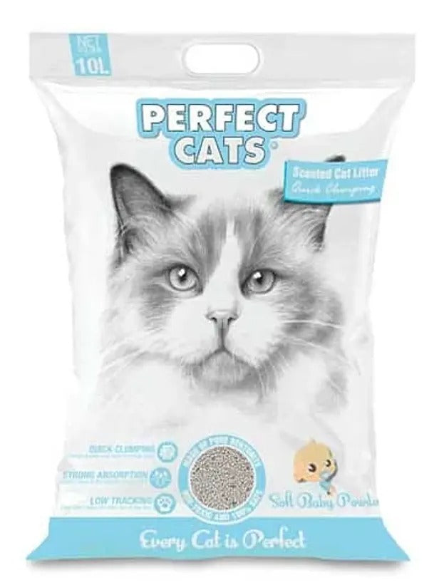 Arena Sanitaria para Gatos Perfect Cats Aroma Talco de Bebé 10 L